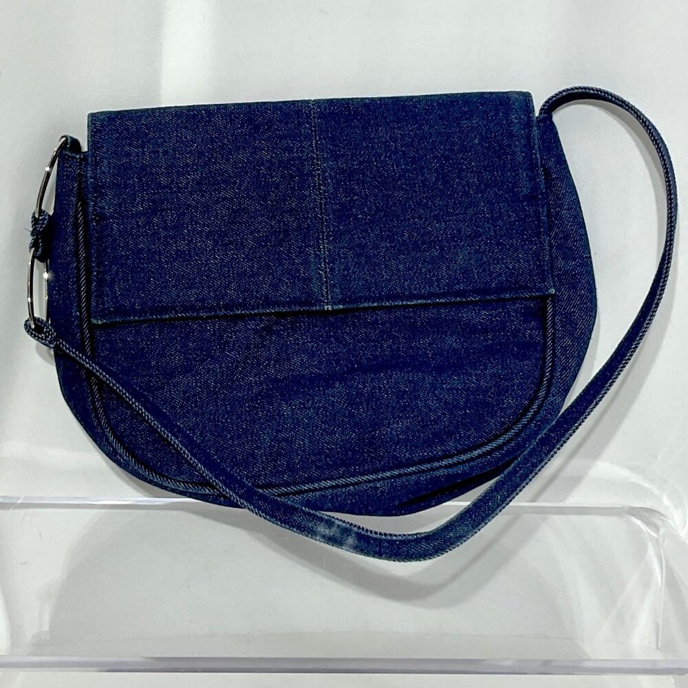 Dark Denim Shoulder Bag 8.5" Tall Vintage Jean Purse Classic Boho Cottagecore